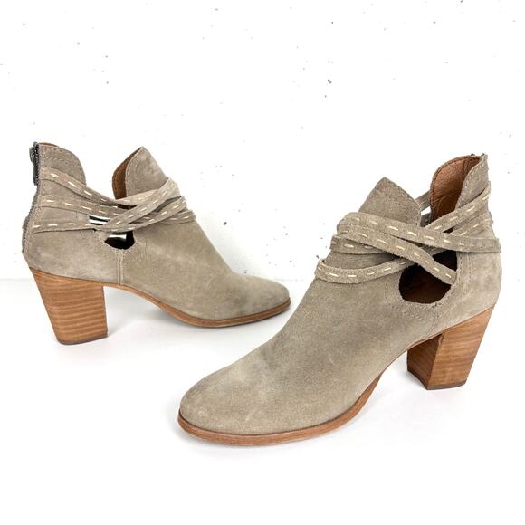 Frye Naomi Pickstitch Booties Ash Soft Oiled Italian Suede Back Zip Size 7.5 - Picture 7 of 9